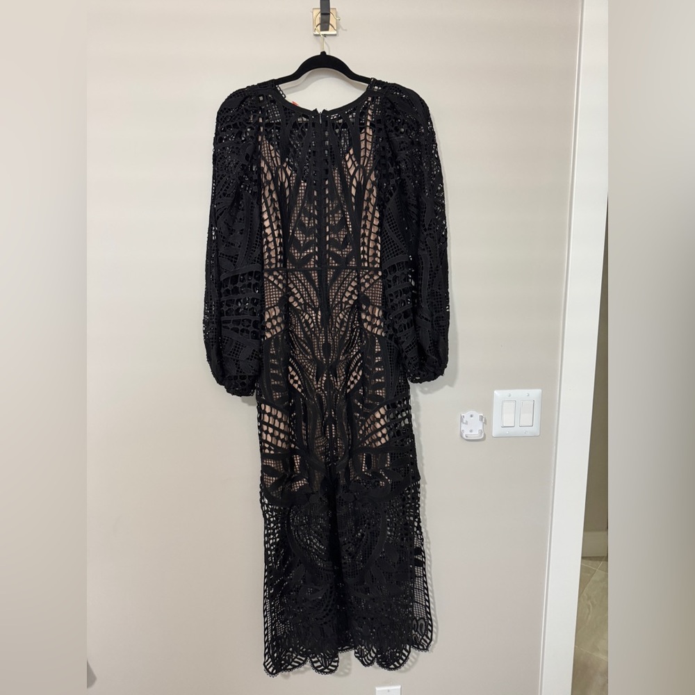 FARM Rio Black Nature Guipure Midi Dress Size S - Picture 8 of 9